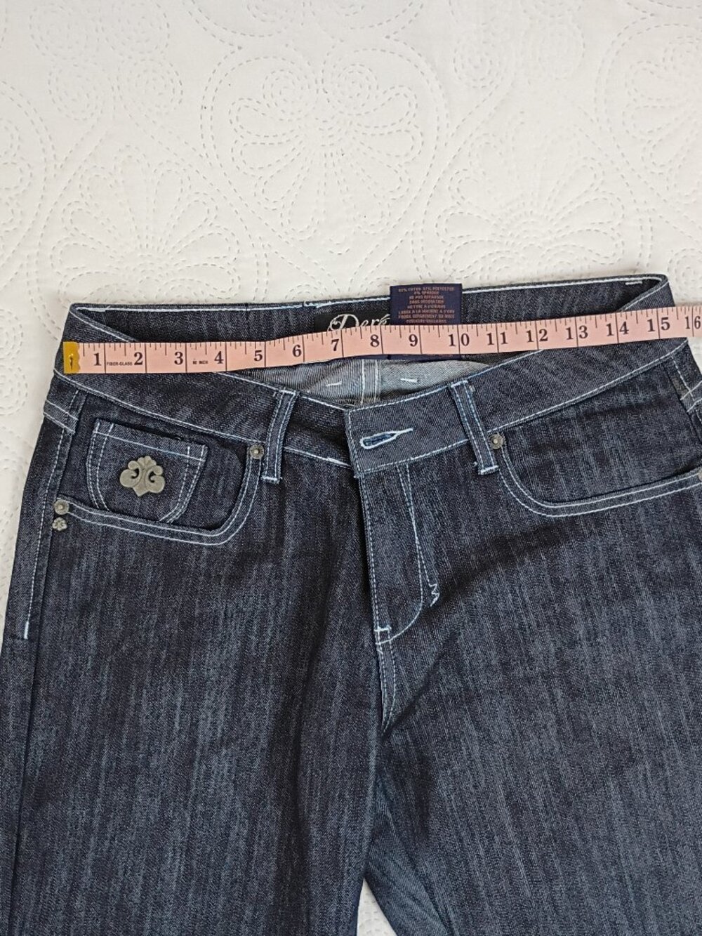NWOT Deréon Dark Wash Bootcut Jeans Size 9/10 Stretch Denim Flap Pocket Y2K - Picture 8 of 9